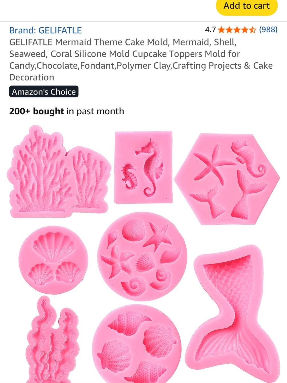 Pink Mermaid Silicone Mold Set for Baking & Crafts